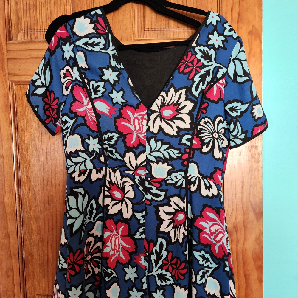 Adelyn Rae Pink and Red Flutter Sleeve Graphic Mini Dress